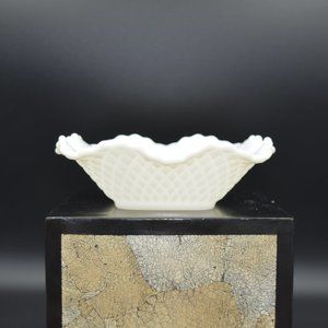 Vintage 1960s Hobnail Pattern Milk Glass Bowl / candy dish